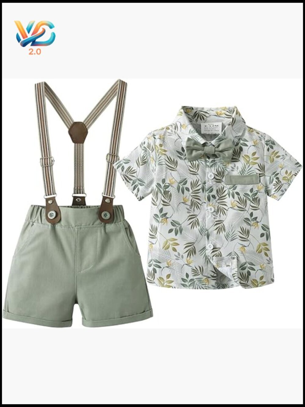 Baby Gentleman 3-Piece Outfit Set Short Sleeve Button Down Suspenders Bow Tie